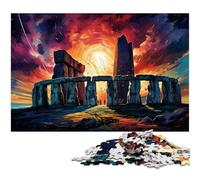 Jigsaw for Adults 1000 Pieces Color Illustration of Stonehenge Puzzles for Wooden Puzzles Educational Stress Relief Toy 1000 PCS(75x50cm)