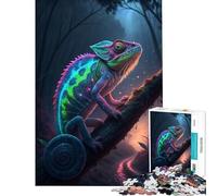 Jigsaw for Adults 1000 Pieces Colorful Chameleon on Branch for Educational Game Challenge Toy Relax Games A Work of Art Gifts for Women Men (Size 50x75cm)