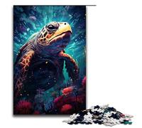 Jigsaw for Adults 1000 Pieces Colorful Drawing Turtle Wooden Puzzle for Kids Educational Game 1000 PCS(75x50cm)