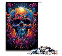 Jigsaw for Adults 1000 Pieces Colorful Psychedelic of A Skull Family Wooden Puzzles Educational Game Challenge Toy 1000 PCS(75x50cm)