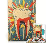 Jigsaw for Adults 1000 Pieces Comic Burst Tooth, Educational Toy, But Fun And Humorous, with Matching Poster And Trivia Sheet 38x26cm