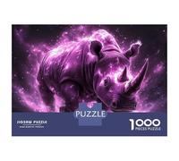 Jigsaw for Adults 1000 Pieces Cosmic Rhino in Purple Nebula Jigsaw for Adults Relax Games Analysis And Logic Unique Birthday And Xmas Gifts 38x26cm/1000pcs