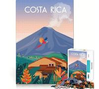 Jigsaw for Adults 1000 Pieces Costa Rica Travel Poster Perfect Cut Fun Smart Challenge Fun Peaceful Play Fun Xmas Art Gift (38x52cm)