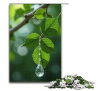Jigsaw for Adults 1000 Pieces Crystal Clear Water Drops Roll on The Green Lotus Leaves Family Wooden Puzzles Educational Game Challenge Toy 1000 PCS(38x26cm)