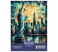 Jigsaw for Adults 1000 Pieces Cubist New York Skyline with Statue of Liberty Puzzles for Adults DIY Toys Analysis And Logic Gifts for Friends And Family 52x38cm/1000pcs