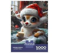 Jigsaw for Adults 1000 Pieces Cute Reindeer in A Bath Christmas Puzzles for Adults DIY Toys Analysis And Logic Gifts for Friends And Family 70x50cm/1000pcs