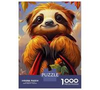 Jigsaw for Adults 1000 Pieces Cute Sloth with Flower Jigsaw for Adults Relax Games Analysis And Logic Unique Birthday And Xmas Gifts 70x50cm/1000pcs