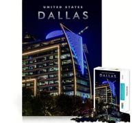Jigsaw for Adults 1000 Pieces Dallas City Texas Perfect Cut Fun Smart Challenge Fun Peaceful Play Fun Xmas Art Gift (38x26cm)