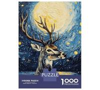 Jigsaw for Adults 1000 Pieces Deer Under Starry Night Jigsaw for Adults Brain Teaser Game Staycation Kill Time Fun Activities at Home 70x50cm/1000pcs