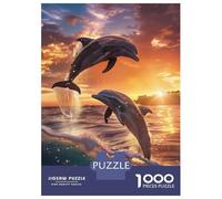 Jigsaw for Adults 1000 Pieces Dolphin Sunset Dance Jigsaw for Adults Relax Games Analysis And Logic Unique Birthday And Xmas Gifts 70x50cm/1000pcs