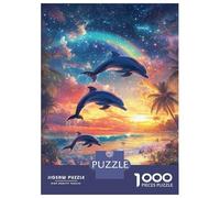 Jigsaw for Adults 1000 Pieces Dolphins Leap at Sunset -2 Puzzles for Adults DIY Toys Analysis And Logic Gifts for Friends And Family 38x26cm/1000pcs