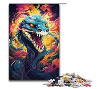 Jigsaw for Adults 1000 Pieces Drawing Angry Snake Family Wooden Puzzles Educational Game Challenge Toy 1000 PCS(38x26cm)