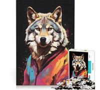 Jigsaw for Adults 1000 Pieces Dressed Wolf Pop Art, Brain Teaser Game, Challenging To Complete, Artists Collection, Fine Art 38x52cm