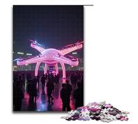 Jigsaw for Adults 1000 Pieces Drone Show Wooden Puzzle for Kids Educational Game 1000 PCS(75x50cm)