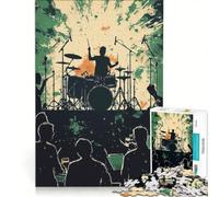 Jigsaw for Adults 1000 Pieces Drummer Silhouette, Brain Teaser Game, Challenging To Complete, Artists Collection, Fine Art 50x75cm