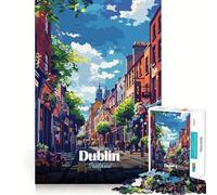Jigsaw for Adults 1000 Pieces Dublin, Ireland Street View Illustration Perfect Cut Fun Smart Challenge Fun Peaceful Play Fun Xmas Art Gift (50x75cm)