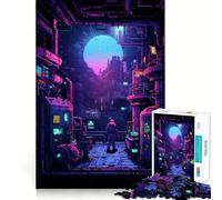 Jigsaw for Adults 1000 Pieces Dystopian Future Pixel Art Perfect Cut Fun Smart Challenge Fun Peaceful Play Fun Xmas Art Gift (38x52cm)