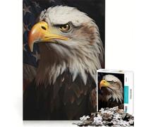 Jigsaw for Adults 1000 Pieces Eagles Head with Usa Flag, Brain Teaser Game, Challenging To Complete, Artists Collection, Fine Art 38x26cm