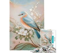 Jigsaw for Adults 1000 Pieces Eastern Bluebird on Blossoming Branch for Educational Game Challenge Toy Relax Games A Work of Art Gifts for Women Men (Size 50x75cm)