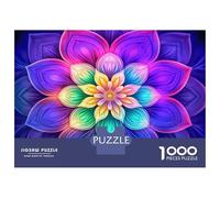 Jigsaw for Adults 1000 Pieces Electric Flower Mandala Jigsaw for Adults Relax Games Analysis And Logic Unique Birthday And Xmas Gifts 38x26cm/1000pcs