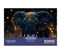 Jigsaw for Adults 1000 Pieces Elephant with Glowing Lights Puzzles for Adults Hands-on Game Analysis And Logic Unique Birthday And Xmas Gifts 70x50cm/1000pcs