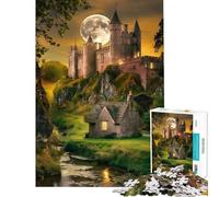 Jigsaw for Adults 1000 Pieces Enchanted Castle Under The Harvest Moon Puzzles for Adults Relaxing Games Precision Cutting Challenging Game Gifts (Size 50x75cm)