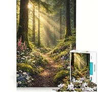 Jigsaw for Adults 1000 Pieces Enchanted Flower Forest Path, Fun Games, Decompressing Intellectual, Wishlist with Santa Claus 50x75cm