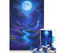 Jigsaw for Adults 1000 Pieces Enchanted Moonlight River Landscape, Practical Game, But Fun And Humorous, Artists' Collection, Fine Arts 50x75cm