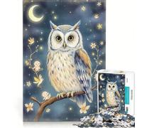 Jigsaw for Adults 1000 Pieces Enchanted Owl And Tiny Glowing Creatures, Practical Game, Staycation Kill Time, Enhance Love between Couples 38x26cm