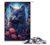 Jigsaw for Adults 1000 Pieces Fairy Tale Colorful Psychedelic Moonlight Cat Family Wooden Puzzles Educational Game Challenge Toy 1000 PCS(38x26cm)