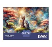 Jigsaw for Adults 1000 Pieces Fantasy Cat And Owl Garden Puzzles for Adults Brain Teaser Game For Family Fun Fun at Home Activities, 52x38cm/1000pcs