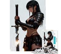 Jigsaw for Adults 1000 Pieces Female Warrior with Broken Sword in Rain for Educational Game Challenge Toy Relax Games A Work of Art Gifts for Women Men (Size 38x26cm)