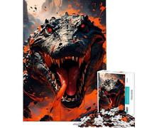 Jigsaw for Adults 1000 Pieces Fierce Alligator Art Fun Activities at Home Wall Art Educational Games Suitable for People Aged 14 And Above (38x52cm)