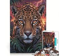 Jigsaw for Adults 1000 Pieces Fierce Jaguar Portrait, Family Games, Analysis And Logic, Improving Love between Couples 38x52cm