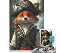 Jigsaw for Adults 1000 Pieces Fox Pirate Captain Portrait Family Games Analysis And Logic Improving Love between Couples 38x26cm