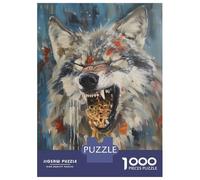 Jigsaw for Adults 1000 Pieces Funny Angry Gray Wolf Food Jigsaw for Adults Relax Games Analysis And Logic Unique Birthday And Xmas Gifts 70x50cm/1000pcs