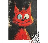 Jigsaw for Adults 1000 Pieces Funny Red Cat Art Print Puzzles for Adults Brain Teaser Game For Family Fun Fun at Home Activities, 38x26cm/1000pcs