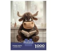 Jigsaw for Adults 1000 Pieces Furry Bull Reading A Book on Toilet Puzzles for Adults Hands-on Game Analysis And Logic Unique Birthday And Xmas Gifts 52x38cm/1000pcs