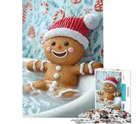 Jigsaw for Adults 1000 Pieces Gingerbread Man Bath Time Christmas for Educational Game Challenge Toy Relax Games A Work of Art Gifts for Women Men (Size 50x75cm)