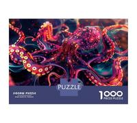 Jigsaw for Adults 1000 Pieces Glowing Octopus Art Print Puzzles for Adults DIY Toys Analysis And Logic Gifts for Friends And Family 52x38cm/1000pcs