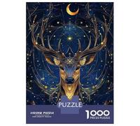 Jigsaw for Adults 1000 Pieces Golden Deer Under Stars Jigsaw for Adults Brain Teaser Game Staycation Kill Time Fun Activities at Home 38x26cm/1000pcs