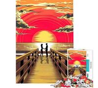 Jigsaw for Adults 1000 Pieces Golden Hour Sunset Embrace by The Ocean Difficult And Challenge Stress Reliever Home Decoration Toys Suitable for Ages 14 And Up (38x26cm)