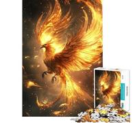 Jigsaw for Adults 1000 Pieces Golden Phoenix Soars Puzzles for Adults Toy Wall Decor Precision Cutting Christmas Birthday Gifts (size 38x52cm)