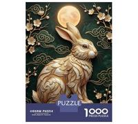 Jigsaw for Adults 1000 Pieces Golden Rabbit Under The Moon Jigsaw for Adults Relax Games Analysis And Logic Unique Birthday And Xmas Gifts 38x26cm/1000pcs