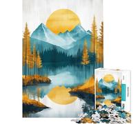 Jigsaw for Adults 1000 Pieces Golden Sunset Mountain Lake Difficult And Challenge Stress Reliever Home Decoration Toys Suitable for Ages 14 And Up (50x75cm)