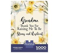 Jigsaw for Adults 1000 Pieces Grandma Thank You Floral Appreciation Jigsaw for Adults Relax Games Analysis And Logic Unique Birthday And Xmas Gifts 52x38cm/1000pcs