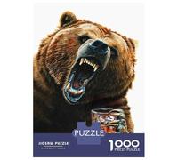 Jigsaw for Adults 1000 Pieces Grizzly Nights, Angry Bear with Whiskey Puzzles for Adults Brain Teaser Game For Family Fun Fun at Home Activities, 52x38cm/1000pcs