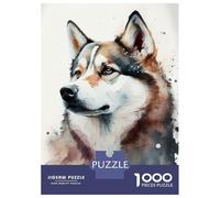 Jigsaw for Adults 1000 Pieces Husky Animal Watercolor Jigsaw for Adults Relax Games Analysis And Logic Unique Birthday And Xmas Gifts 52x38cm/1000pcs