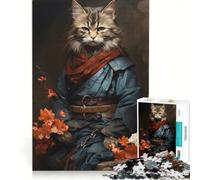 Jigsaw for Adults 1000 Pieces Japanese Noble Cat, Brain Teaser Game, Challenging To Complete, Artists Collection, Fine Art (50x75cm)
