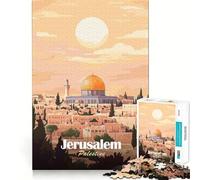 Jigsaw for Adults 1000 Pieces Jerusalem, Palestine Travel Poster Smooth Joint Fun Problem Solve Fun Casual Game Time Birthday Art Play (38x26cm)
